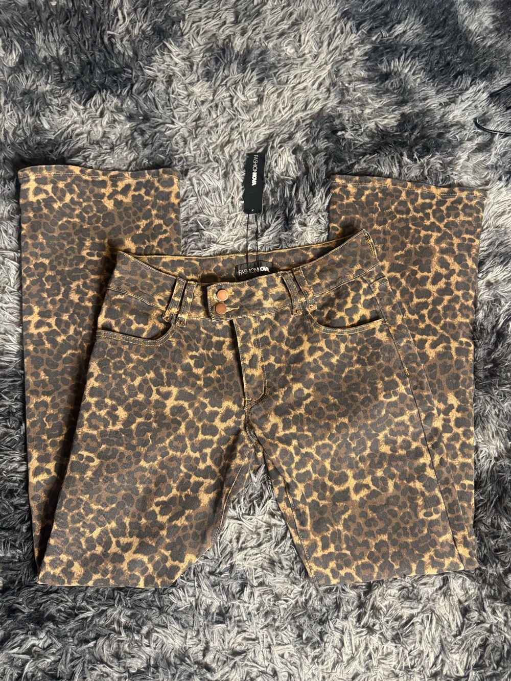Fashion Nova Brown and Black Leopard Jeans